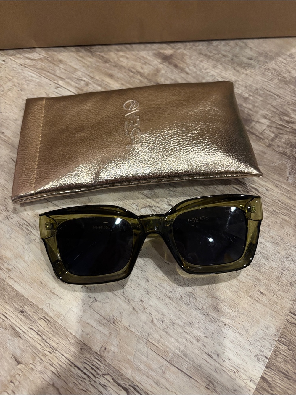 Translucent Olive Green Square Women's Sunglasses with Dark Lenses